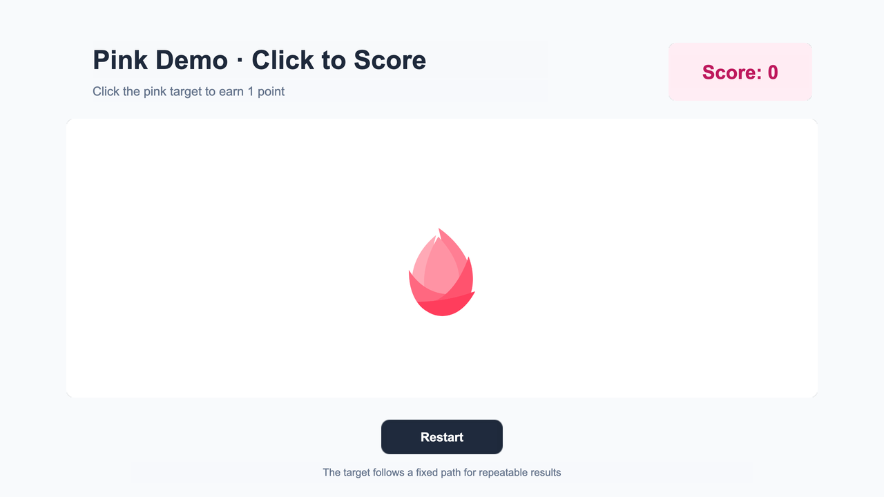 游戏 Demo 的英语预览显示 Restart 按钮